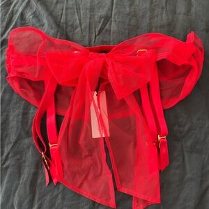 Agent Provocateur Red Sheer Bow Suspender